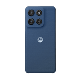 Blue smartphone with Motorola logo on a dark blue background