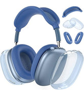 Apple AirPods Max 1GEN Wireless headphones Blue and clear headphones with additional parts on a white background