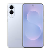 Samsung smartphone showing front and back on a white background. Front and back view of the Samsung Galaxy S25 Edge, showcasing the immersive edge-to-edge curved AMOLED display and a minimalist satin-finish rear glass panel on a clean background.