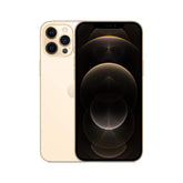 Front and back combo view of a premium grade used iPhone 12 Pro Max, showcasing the surgical-grade stainless steel flat edges.