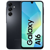 Front and back view of Samsung Galaxy A16 4G smartphone featuring a 6.7-inch display with a waterdrop notch and a triple rear camera setup on a white background.