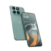 Two Motorola-Edge-70-Fusion-5g smartphones, one green and one with a gradient display, on a white background.