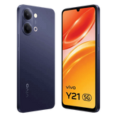 Vivo Y21 5G smartphone showing back and front views on a white background