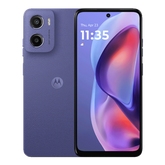 moto-e15 Purple smartphone showing front and back on a white background