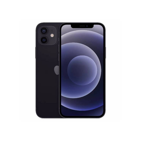 Black iPhone 12 with dual camera and vibrant display, showcasing sleek design for UAE & KSA shoppers