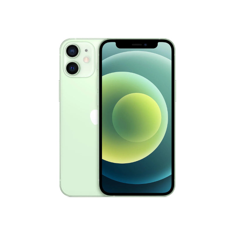 Green iPhone 12 with dual camera and vibrant display, showcasing sleek design and modern interface.