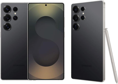 Samsung Galaxy S25 Ultra  smartphone showing front and back views on a white background